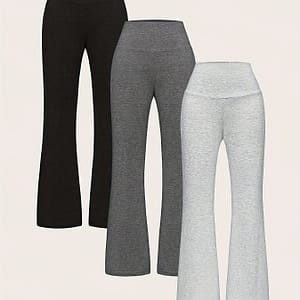Women’s Casual Flared Pants – High-waisted Stretchy , Machine Washable Solid Color Trousers For Spring Summer Fall, Versatile For Casual & Semi-formal Outfits Clothing Shop Online at Dubai Trades