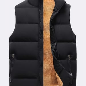 Women’s Casual Fleece-lined Vest, Stand Collar, Solid Color, Polyester 100%, Non-stretch Fabric, 140g/m² Weight, Regular Fit, Fall/, Woven Polyester Fiber Filled Jacket Clothing Shop Online at Dubai Trades