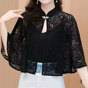 Women’s Casual Lace Shoulder Cape, Vintage Style Poncho Shawl, Spring/summer Lightweight Sun Protective Outerwear Cover-up Accessories Shop Online at Dubai Trades