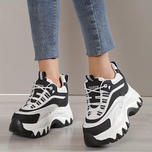 Women’s Colorblock Chunky Sneakers, Casual Lace Up Outdoor Shoes, Comfortable Platform Low Top Shoes Clothing, Shoes & Jewelry Shop Online at Dubai Trades