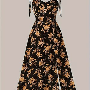Women’s Elegant Sweetheart Sleeveless Floral Print Sundress Clothing Shop Online at Dubai Trades