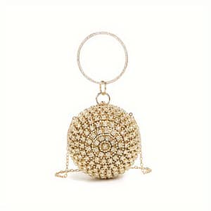 Women’s Fashion Rhinestone Round Evening -shaped Rhinestone-studded Glitter Evening Bag Handbag Party Bag With Chain For Prom Party Wedding For Carnaval Music Festival Clothing, Shoes & Jewelry Shop Online at Dubai Trades
