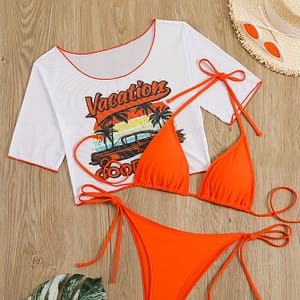 Women’s Fashion Sexy Separated Swimsuit Beach Tie Bikini Three-piece Swimming Suit Bikinis Shop Online at Dubai Trades