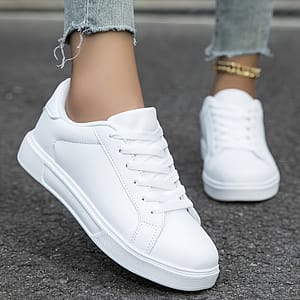 Women’s Fashion Sneakers – Versatile White Lace-up Shoes, Lightweight & Comfortable, Casual Footwear Clothing, Shoes & Jewelry Shop Online at Dubai Trades