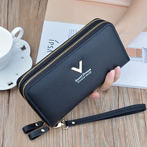 Women’s Fashionable Coin Purse, Dual Zipper Wallet With Multi Card Slots, Large Capacity, , Paint, Positioning Printing Accessories Shop Online at Dubai Trades