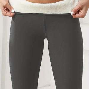Women’s Fleece-lined Leggings, Solid Color, High Stretch Polyester & Elastane, Knit Fabric, Long Length, Sports Style, Non-waterproof, 155g/m², For Yoga, Fitness, Running, Fall/winter Clothing Shop Online at Dubai Trades