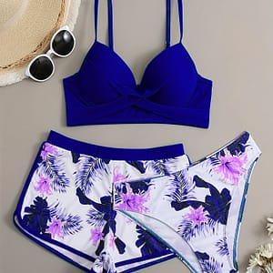 Women’s Floral Print Bikini Set – V-neck, High Stretch Nylon & Elastane , Non-transparent – Fashionable Swimwear Bikinis Shop Online at Dubai Trades