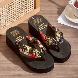 Women’s Floral Print Wedge Flip Flops – Stylish Slip-on Beach Slides With Sole, Vibrant For Summer , Holiday Sandals | Vibrant Beachwear | Comfortable Wear Clothing, Shoes & Jewelry Shop Online at Dubai Trades