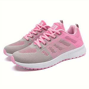 Women’s Flying Woven Breathable Running Training Shoes, Lace Up Low Top Lightweight Mesh Casual Sneakers, Women’s Footwear Athletic Shop Online at Dubai Trades