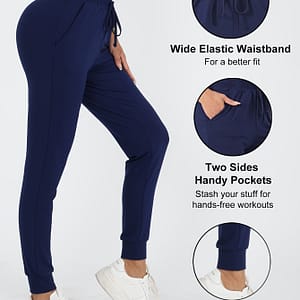 Women’s High-waist Navy Blue Jogger Pants – Stretchy & Comfortable Polyester/spandex , Dual , Workouts & Casual Wear, Machine Washable Active Shop Online at Dubai Trades
