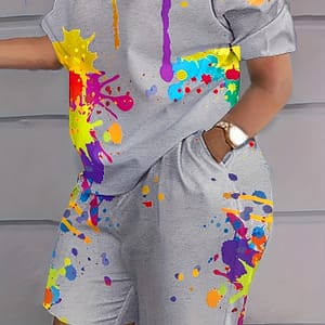 Women’s Large Size Printed Casual Top And Shorts Two-piece Set Clothing Shop Online at Dubai Trades