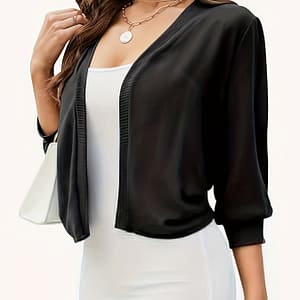 [ ] Women’s Lightweight Chiffon Cardigan – Elegant 3/4 Sleeve, Sheer Shawl Open Front, Breathable Polyester, Spring/summer Fashion, Summer Outerwear|elegant Shawl|stylish Overlay Blouses Shop Online at Dubai Trades
