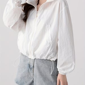 Women’s Lightweight Zip-up Sun Protection Jacket – Breathable, Casual Outdoor Coat With Pockets, Long Sleeve Clothing Shop Online at Dubai Trades