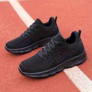 Women’s Mesh Breathable And Shockproof Sports Shoes, Solid Color Lace Up Running Shoes, Lightweight Non-slip Travel Shoes Athletic Shop Online at Dubai Trades