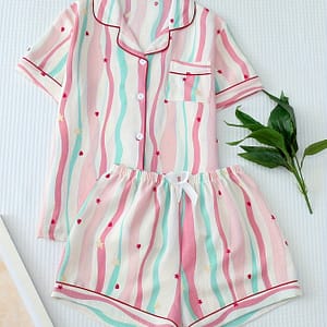 Women’s Pajama Set, Pajamas, Short Sleeve Button- Tops, Casual Sets, And Outfit Shorts Clothing Shop Online at Dubai Trades