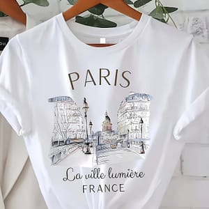 Women’s Paris Summer T-shirt, Crew Neck Short Sleeve Top, Lightweight & Active Shirts & Tees Shop Online at Dubai Trades