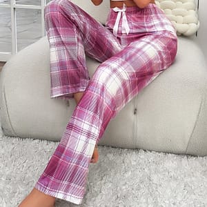 Women’s Plaid Print Bow Decor Pajama Pants, , Soft Sleepwear Bottoms Autumn Bottoms Shop Online at Dubai Trades