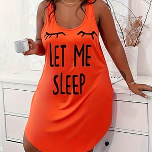 Women’s Plus Casual Sleep Dress, Plus Size Eyelash & Letter Print Racer Back Nightdress Clothing, Shoes & Jewelry Shop Online at Dubai Trades