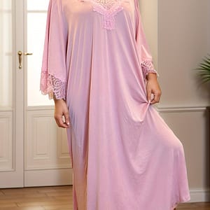 Women’s Plus Dress, Plus Size Contrast Lace Half Sleeve V Neck Loose Nightdress Clothing, Shoes & Jewelry Shop Online at Dubai Trades