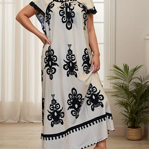 Women’s Plus Size Casual Elegant Comfortable Soft Geometric Print Lace Apricot Short Sleeve Mid-length Nightgown Clothing, Shoes & Jewelry Shop Online at Dubai Trades
