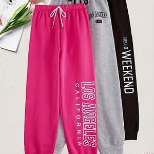 Women’s Plus Size Cozy Lounge Pants 3pcs – Casual Letter Print, Waist With Drawstring, Machine Washable – Fall/winter, Home, Combination Clothing, Shoes & Jewelry Shop Online at Dubai Trades