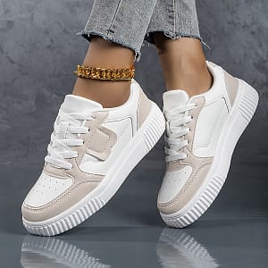 Women’s Plus Size Lightweight Fashion Sneakers – Two- Block, Thick Sole Casual Sneakers With Round Toe Lace-, Breathable Mesh Lining, And Eva Outsole For Athletic Shop Online at Dubai Trades