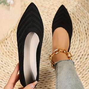 Women’s Pointed Toe Flat Shoes, Solid Color Knitted Slip On Shoes, Casual Breathable Ballet Flats Clothing, Shoes & Jewelry Shop Online at Dubai Trades
