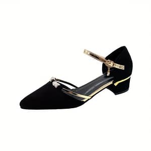Women’s Rhinestone Decor Shoes, Point Toe Ankle Buckle Strap Chunky Heel Shoes, Versatile Dress Glitter Shoes Clothing, Shoes & Jewelry Shop Online at Dubai Trades