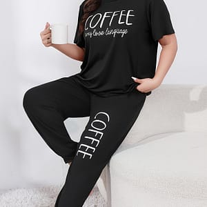 Women’s Set, Plus Size Slogan Graphic Short Sleeve Round Neck Top & Joggers Sleepwear 2 Piece Set Clothing, Shoes & Jewelry Shop Online at Dubai Trades