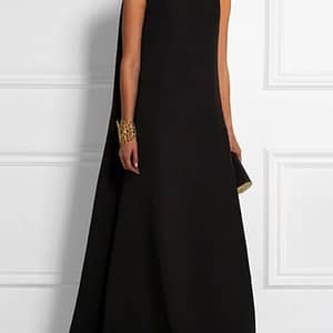 Women’s Sleeveless A-line Maxi Dress – Casual Off-shoulder V-neck, High Stretch Polyester, Solid Black, Loose Seasons Clothing Shop Online at Dubai Trades
