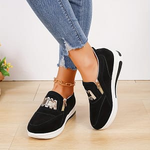 Women’s Slip-on Casual Sneakers – Lightweight, Comfortable Fabric Shoes With Solid , Low Wedge Heel For Spring & Fall, Halloween & Christmas Athletic Shop Online at Dubai Trades