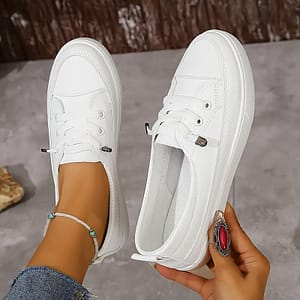 Women’s Solid Color Sneakers, Casual Lace Up Outdoor Shoes, Comfortable Low Top Shoes Clothing, Shoes & Jewelry Shop Online at Dubai Trades