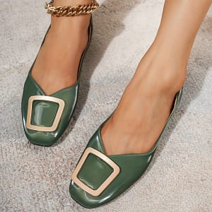 Women’s Square Toe Ballet Flats, Metallic Square Buckle Decor Soft Sole Shoes, Versatile Office Work Flats Clothing, Shoes & Jewelry Shop Online at Dubai Trades