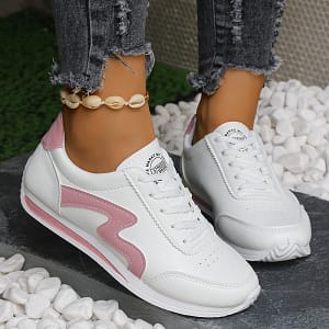 Women’s Trendy Flat Sneakers, Casual Lace Up Outdoor Shoes, Comfortable Low Top Sport Shoes For Autumn Clothing, Shoes & Jewelry Shop Online at Dubai Trades