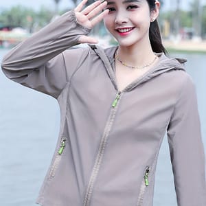 Women’s Uv Protection Hooded Jacket – Breathable Nylon, Long Sleeve, Zip-up Sun Shirt With Thumb Holes For , Ideal For Casual Clothing Shop Online at Dubai Trades