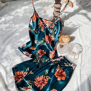 Women’s V Ling Print Strappy Long Pants Pajama Set 2 Pieces Clothing Shop Online at Dubai Trades