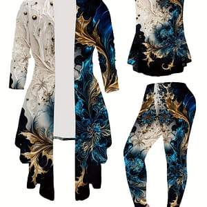 Women’s Vest Jacket And Trousers Three-piece Set With Fashionable Marble Print Clothing Shop Online at Dubai Trades