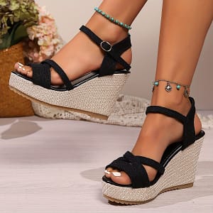 Women’s Wedge Heeled Sandals, Casual Open Toe Platform Shoes, Comfortable Buckle Strap Sandals Clothing, Shoes & Jewelry Shop Online at Dubai Trades