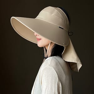 Women’s Wide Brim Sun Protection Hat With Shoulder , Summer Uv- Hollow For Hiking And Beach Travel, Neck Large Sun Hat Hats Shop Online at Dubai Trades