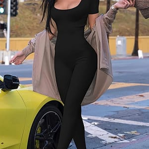Women’s Yoga Jumpsuit, Solid Color, Skinny Short Sleeve Butt Lifting Long Pants Fashion Jumpsuit Clothing, Shoes & Jewelry Shop Online at Dubai Trades