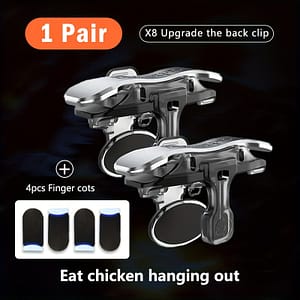 X8 Upgrade Back Clip For Mobile Gaming: 2 Pieces + 4 Finger Cots – Enhance Your Gaming Experience With Pure Physical Plug-in Controls Accessories Shop Online at Dubai Trades