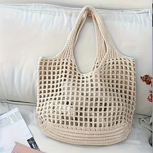 Y2k- Large Woven Tote Bag For Women – Lightweight, Breathable Hollow Out Shoulder Bag For Beach & Travel Clothing, Shoes & Jewelry Shop Online at Dubai Trades