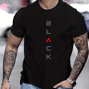 ‘black’ Print Tee Shirt, Tee For Men, Casual Short Sleeve T-shirt For Fall, Tops As Gifts Clothing Shop Online at Dubai Trades