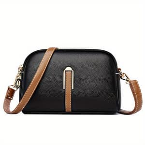 [everyday ] Chic Black Synthetic Leather Crossbody Bag With Golden-tone Zipper & Detachable Strap – Sleek , Compact Shell Purse For Women, Everyday Use Clothing, Shoes & Jewelry Shop Online at Dubai Trades
