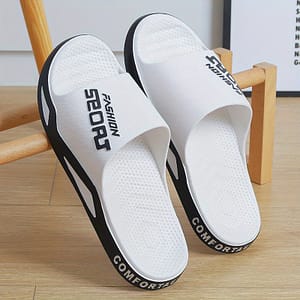“fashion Sport” Slides – Comfortable, Non-slip Pvc Summer Slippers For Indoor & Outdoor Use, Beach & Streetwear, Black With White Accents, Cute Sandals Clothing, Shoes & Jewelry Shop Online at Dubai Trades