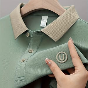 ‘s Short Sleeved Shirt With High-end Embroidered Summer Solid Color Shirt, T-shirt, Half Sleeve, Versatile Men’s Clothing Clothing Shop Online at Dubai Trades