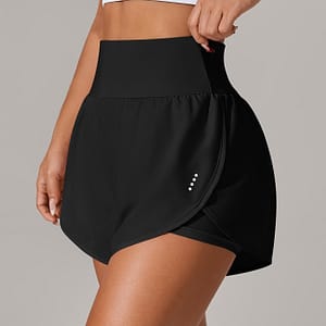 [yoga Activewear] Women’ Shorts – Casual & Loose-fit, High-waisted With Ruffle Detail, Stretchy Polyester-elastane Blend, Machine Washable, Spring/summer/fall Clothing Shop Online at Dubai Trades