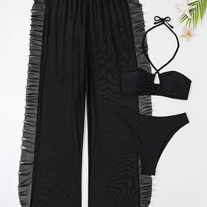 ​solid Color 3 Piece Set Bikini, Halter Neck Backless Swimsuits, Women’s Swimwear & Clothing Bikinis Shop Online at Dubai Trades