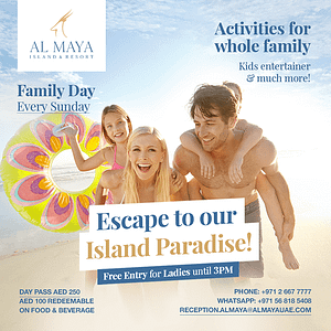 Escape to Our Island Paradise! – Al Maya Island & Resort Sunday Pool Party Family Day – Arabic Events Arabic Events Shop Online at Dubai Trades