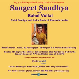 Sangeet Sandhya with Rahul Vellal Live in Dubai – Concerts Concerts Shop Online at Dubai Trades